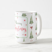Festive Red Green Merry Christmas Mug コーヒーマグカップ (正面右)