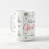 Festive Red Green Merry Christmas Mug コーヒーマグカップ (正面左)