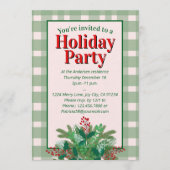 Festive red  & green plaid holiday party 招待状 (正面)