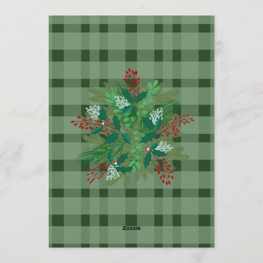 Festive red  & green plaid holiday party 招待状 (裏面)