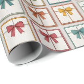 Festive Red Green Yellow Bows Art ラッピングペーパー (ロールコーナー)