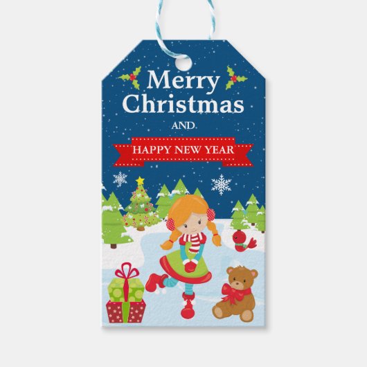 Festive Red Haired Haired Christmas Princess ギフトタグ (正面)