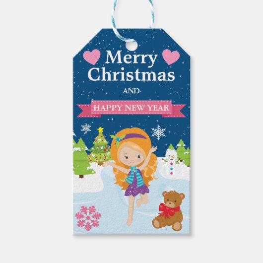 Festive Red Haired Winter Fairy Christmas ギフトタグ (正面)