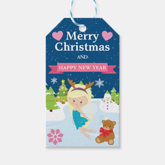 Festive Red Haired Winter Fairy Christmas ギフトタグ (正面)
