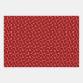 Festive Red Holiday Candy Cane and Snow Design ラッピングペーパーシート (正面3)