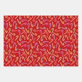 Festive Red Holiday Candy Cane and Snow Design ラッピングペーパーシート (正面)