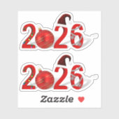 Festive Red Merry Christmas New Year 2026 シール (シート)