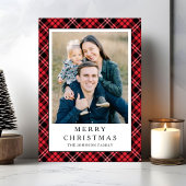 Festive Red Plaid Photo Christmas シーズンカード