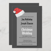  festive Red Santa Hat Christmas Wedding 案内状 (正面/裏面)