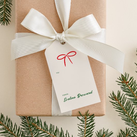 Festive Red Simple Bow Blank Gift Tag ギフトタグ