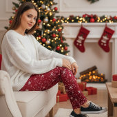 Festive Red Snowflake レギンス