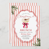 Festive Red Stripe & Holiday Christmas Brunch 招待状 (正面/裏面)