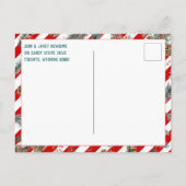 Festive Red Stripe Pine Spruce Cones Kraft Holiday シーズンポストカード (裏面)