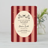 Festive Red Striped Holiday Party Invitation 箔招待状 (立ち正面)