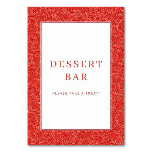 Festive Red Swirl Dessert Bar Sign テーブルナンバー (正面)
