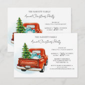  festive red truck Christmas Party 招待状 (正面/裏面)