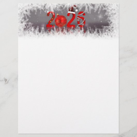 Festive Red Xmas New Year 2026 Stationery Paper レターヘッド (正面)