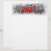 Festive Red Xmas New Year 2026 Stationery Paper レターヘッド (正面/裏面)