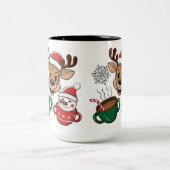 Festive Reindeer and Snowman Holiday Mug ツートーンマグカップ (中央)