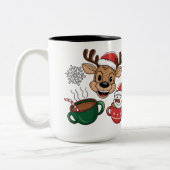 Festive Reindeer and Snowman Holiday Mug ツートーンマグカップ (左)