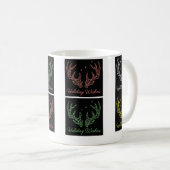 Festive Reindeer Antlers & "Holiday Wishes" Desig コーヒーマグカップ (正面右)