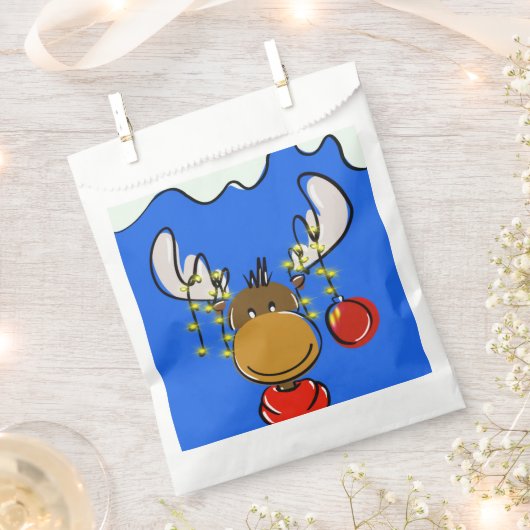 Festive Reindeer Christmas Favour Bag フェイバーバッグ (クリップ留めされた状態)