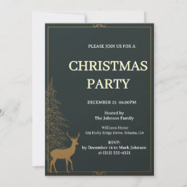 Festive Reindeer Christmas invitation 招待状