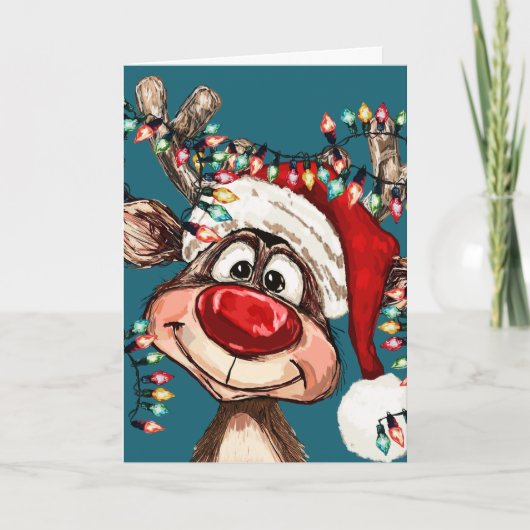 Festive Reindeer Christmas Shower Curtain カード (正面)