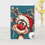 Festive Reindeer Christmas Shower Curtain カード (黄色い花)