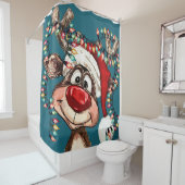 Festive Reindeer Christmas Shower Curtain シャワーカーテン (インサイチュ)
