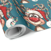 Festive Reindeer Christmas Shower Curtain ラッピングペーパー (ロールコーナー)