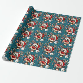 Festive Reindeer Christmas Shower Curtain ラッピングペーパー