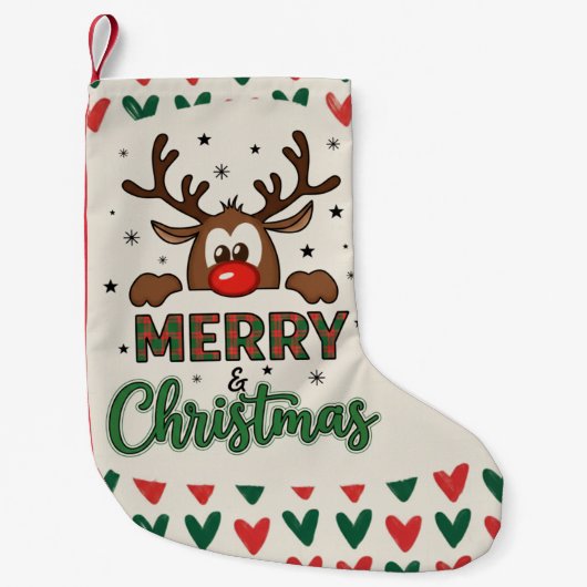 Festive Reindeer Christmas Stocking _Modern  スモールクリスマスストッキング (正面)
