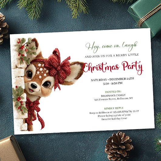 Festive Reindeer Invite editable digital download 招待状