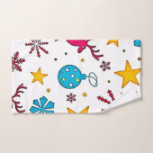 Festive Reindeer Magic Pattern Design バスタオルセット (ハンドタオル)