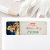 Festive Religious Angels Nativity Merry Christmas ラベル (インサイチュ)