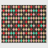 Festive Retro Christmas Diamond Pattern ラッピングペーパー (フラット)
