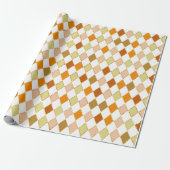 Festive Retro Orange Beige Diamond Pattern ラッピングペーパー (アンロールド)