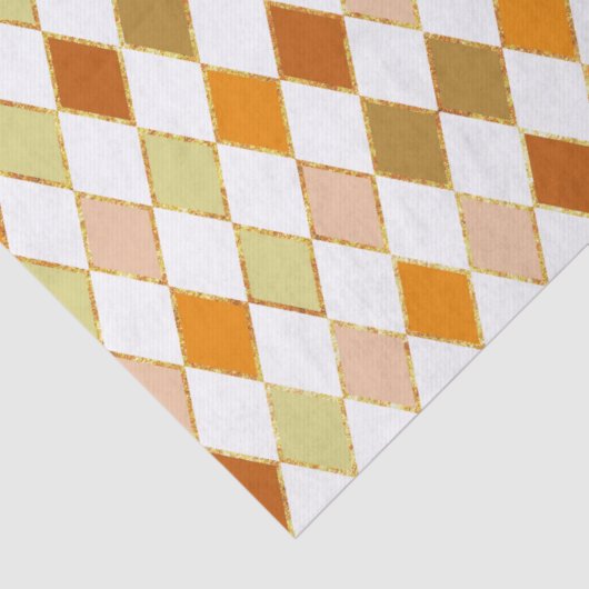 Festive Retro Orange Beige Diamond Pattern 薄葉紙 (詳細)