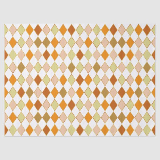 Festive Retro Orange Beige Diamond Pattern 薄葉紙 (正面)
