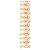 Festive Retro Orange Beige White Diamond Pattern ショートテーブルランナー (正面)