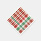Festive Retro Red Green Textured Plaid  スタンダードカクテルナプキン (角)