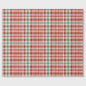 Festive Retro Red Green Textured Plaid  ラッピングペーパー (フラット)