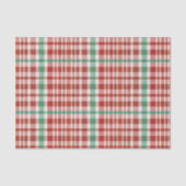 Festive Retro Red Green Textured Plaid  薄葉紙 (正面)