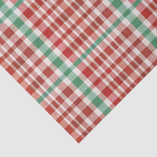 Festive Retro Red Green Textured Plaid  薄葉紙 (詳細)