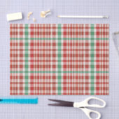 Festive Retro Red Green Textured Plaid  薄葉紙 (クラフト)