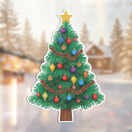 Festive & Reusable Christmas Tree Window Cling ウィンドウサイン