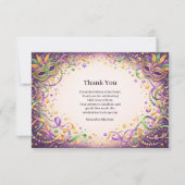 Festive Ribbon Mask Mardi Gras Masquerade サンキューカード (正面)