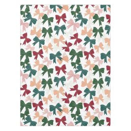 Festive Ribbon Parade – Multicolor Bows on White テーブルクロス