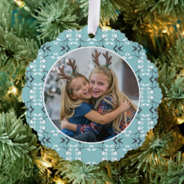 Festive Royal Botanical Robin's Egg Blue オーナメントカード